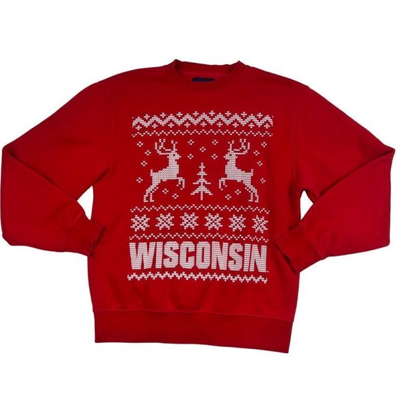 Jansport Wisconsin Winter Red Crewneck Sweatshirt Unisex Size Small - Picture 1 of 14